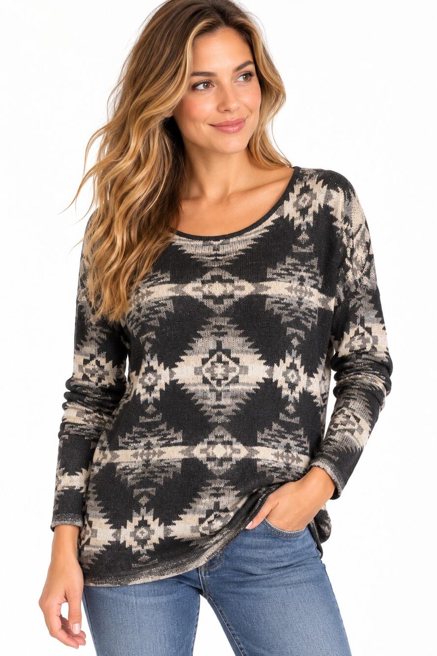 Denim & Supply Ralph Lauren Women’s M Linen Cotton Aztec Southwestern Sweater
